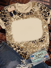 Load image into Gallery viewer, Polyester Bleach T-Shirt - Gold Glitter Leopard Rectangle
