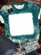 Load image into Gallery viewer, Polyester Bleach T-Shirt - Turquoise Ombré Leopard Rectangle
