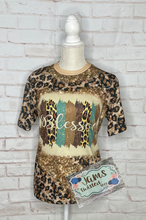 Load image into Gallery viewer, Polyester Bleach T-Shirt - Gold Glitter Leopard Rectangle
